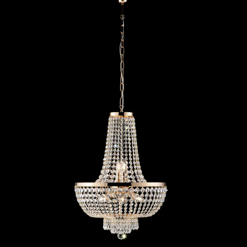 Lampadario in Ferro Dorato con Strass Made in Italy - Austria