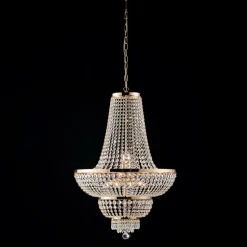 Lampadario in Ferro Dorato con Strass Made in Italy - Austria