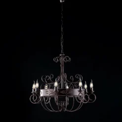 Lampadario in Ferro Laccato e Ruggine Made in Italy per Arredare L’interno - Texas