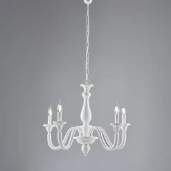Lampadario in Legno con Paralumi a Candela Made in Italy - Siena