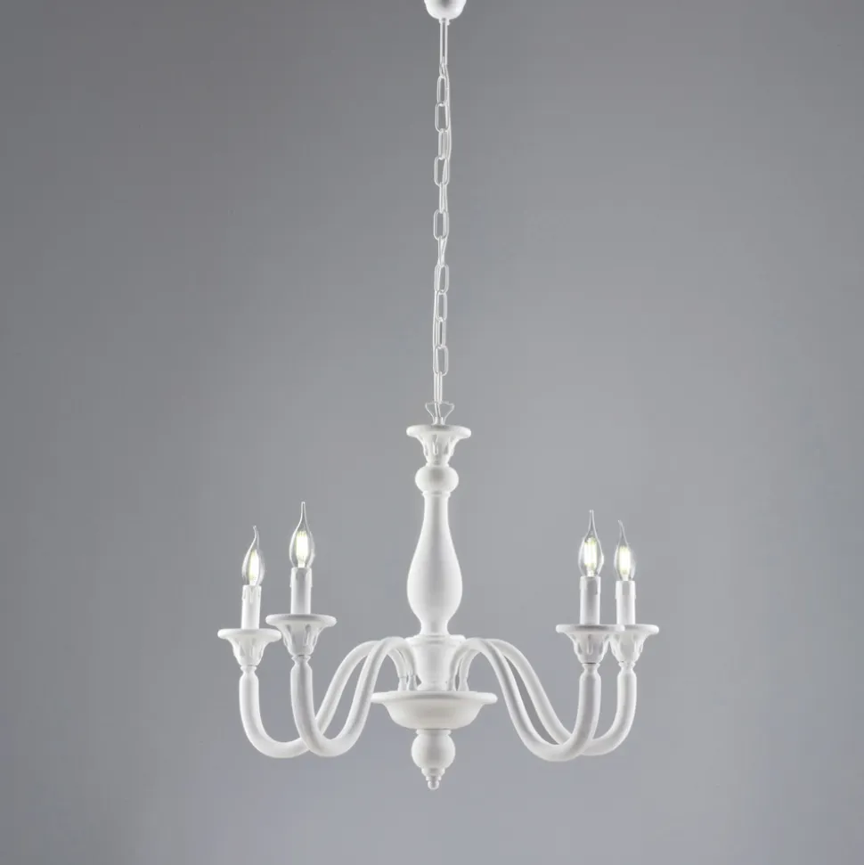 Lampadario in Legno con Paralumi a Candela Made in Italy - Siena