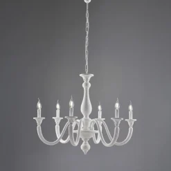 Lampadario in Legno con Paralumi a Candela Made in Italy - Siena