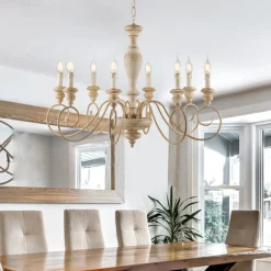 Lampadario in Legno e Ferro Laccato Made in Italy - Toscana