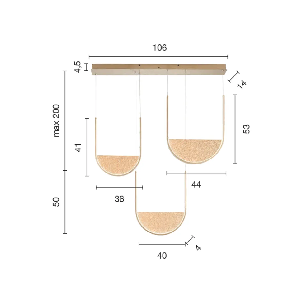 Lampadario in Metallo con Inserto Amovibile in Vetro Granigliato - Catalpa