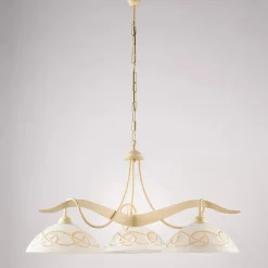Lampadario in Metallo in Vetro 3 Luci per Illuminazione Interni - Musca
