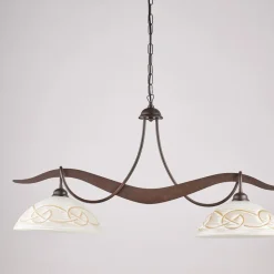 Lampadario in Metallo in Vetro 2 Luci per Illuminazione Interni - Musca