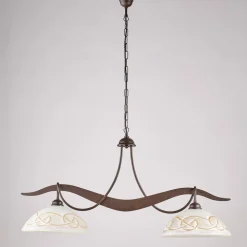 Lampadario in Metallo in Vetro 2 Luci per Illuminazione Interni - Musca