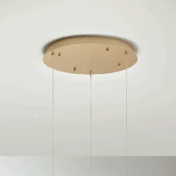 Lampadario in Metallo Verniciato Color Oro con 3 LED e Vetro Opzionale - Faggio