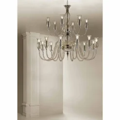 Lampadario in Vetro di Venezia Fatto a Mano a 18 Luci Made in Italy - Vittoria