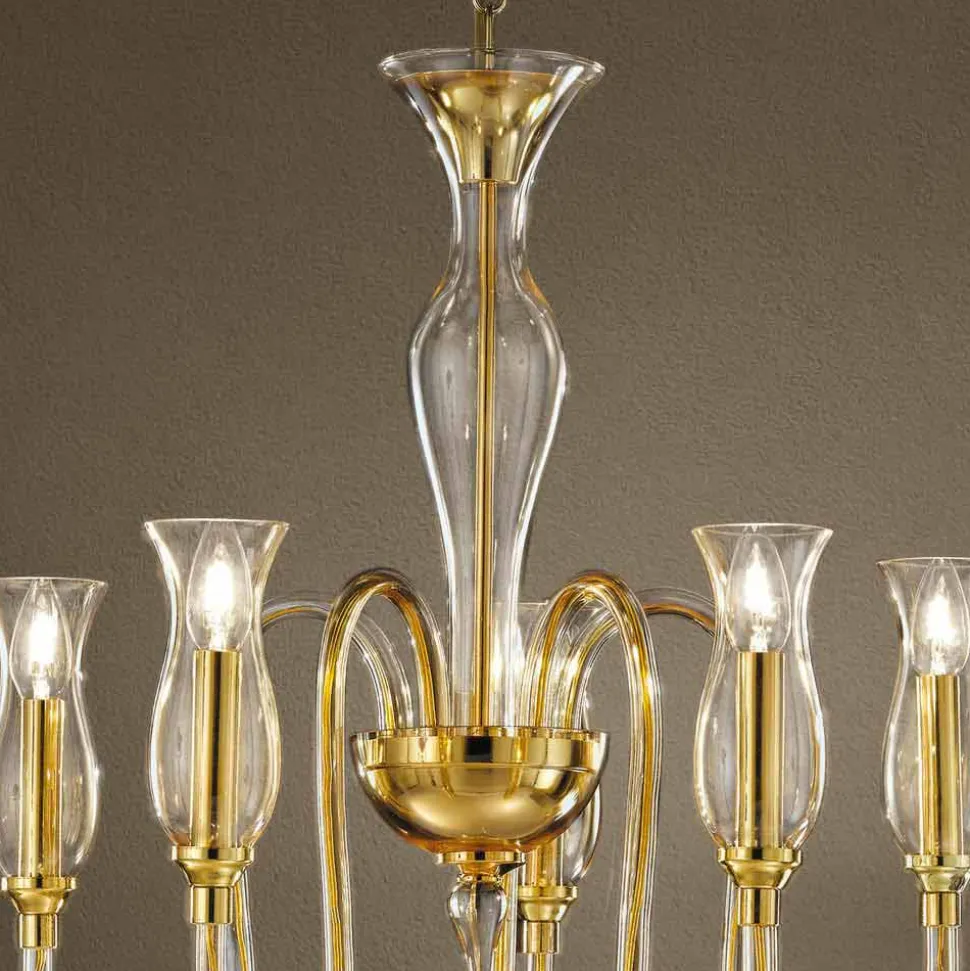 Lampadario in Vetro Veneziano a 5 Luci Fatto a Mano in Italia - Vittoria