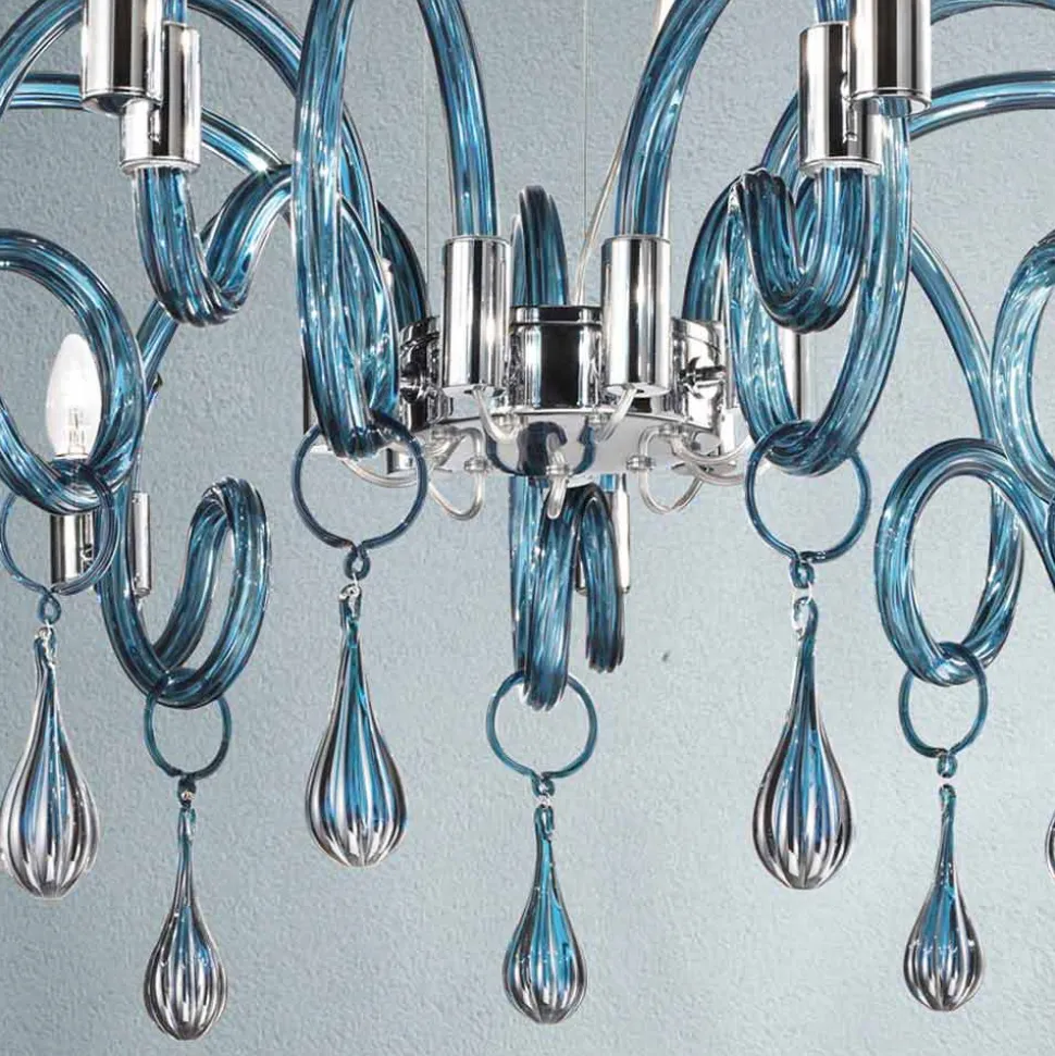 Lampadario in Vetro Veneziano Fatto a Mano a 9 Luci Made in Italy - Bernadette