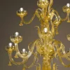 Lampadario in Vetro Veneziano e Oro Artigianale a 28 Luci Made in Italy - Regina