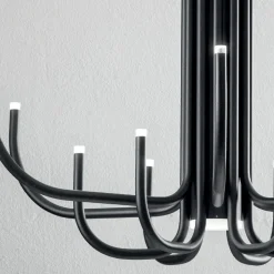 Lampadario LED 13 Luci in Metallo Verniciato Bianco, Nero o Oro  - Scorpio