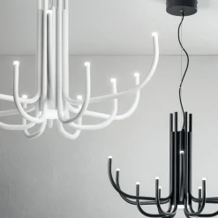 Lampadario LED 13 Luci in Metallo Verniciato Bianco, Nero o Oro  - Scorpio