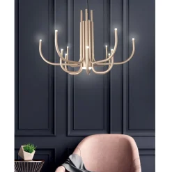 Lampadario LED 13 Luci in Metallo Verniciato Bianco, Nero o Oro  - Scorpio