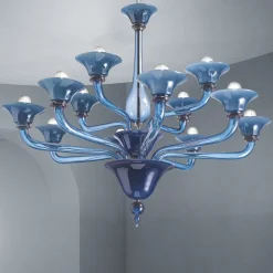 Lampadario 12 Luci Artigianale in Vetro Veneziano Made in Italy - Ismail