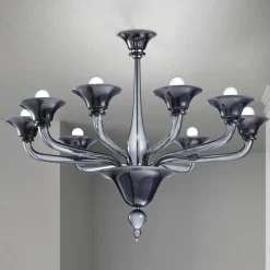 Lampadario 8 Luci Artigianale in Vetro Veneziano Made in Italy - Ismail