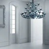 Lampadario 28 Luci Artigianale in Vetro Veneziano Blu e Metallo - Foscarino