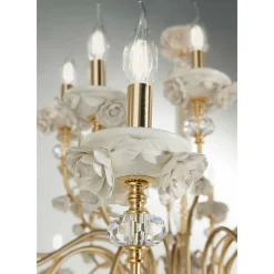 Lampadario 24 Luci Classico in Porcellana e Vetro Soffiato Lusso - Eteria