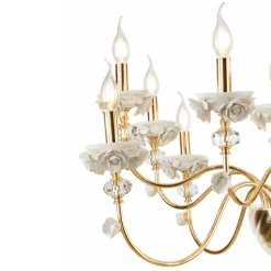 Lampadario 24 Luci Classico in Porcellana e Vetro Soffiato Lusso - Eteria