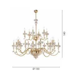 Lampadario 24 Luci Classico in Porcellana e Vetro Soffiato Lusso - Eteria