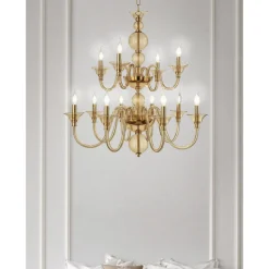 Lampadario 12 Luci Classico in Vetro a Mano Italiano e Metallo - Memore