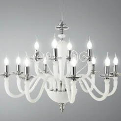 Lampadario 12 Luci Classico in Vetro Fatto a Mano e Cristallo - Mariangela