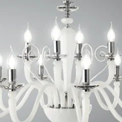 Lampadario 12 Luci Classico in Vetro Fatto a Mano e Cristallo - Mariangela