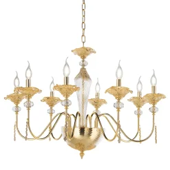 Lampadario 8 Luci Classico in Vetro, Cristallo e Metallo Lusso - Flanders
