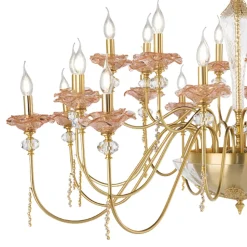 Lampadario 18 Luci Classico in Vetro, Cristallo e Metallo Lusso - Flanders