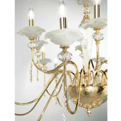 Lampadario 18 Luci Classico in Vetro, Cristallo e Metallo Lusso - Flanders