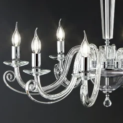 Lampadario 8 Luci Classico Vetro Artigianale Italiano e Cristallo - Malesia