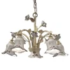 Lampadario 5 Luci in Metallo e Ceramica Decorata a Mano e Rose - Pisa
