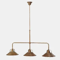 Lampadario 3 Luci in Ottone Stile Vintage Made in Italy - Cascina by Il Fanale