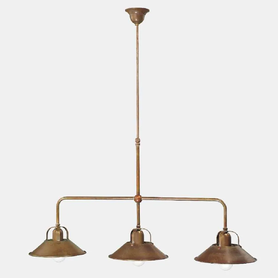 Lampadario 3 Luci in Ottone Stile Vintage Made in Italy - Cascina by Il Fanale
