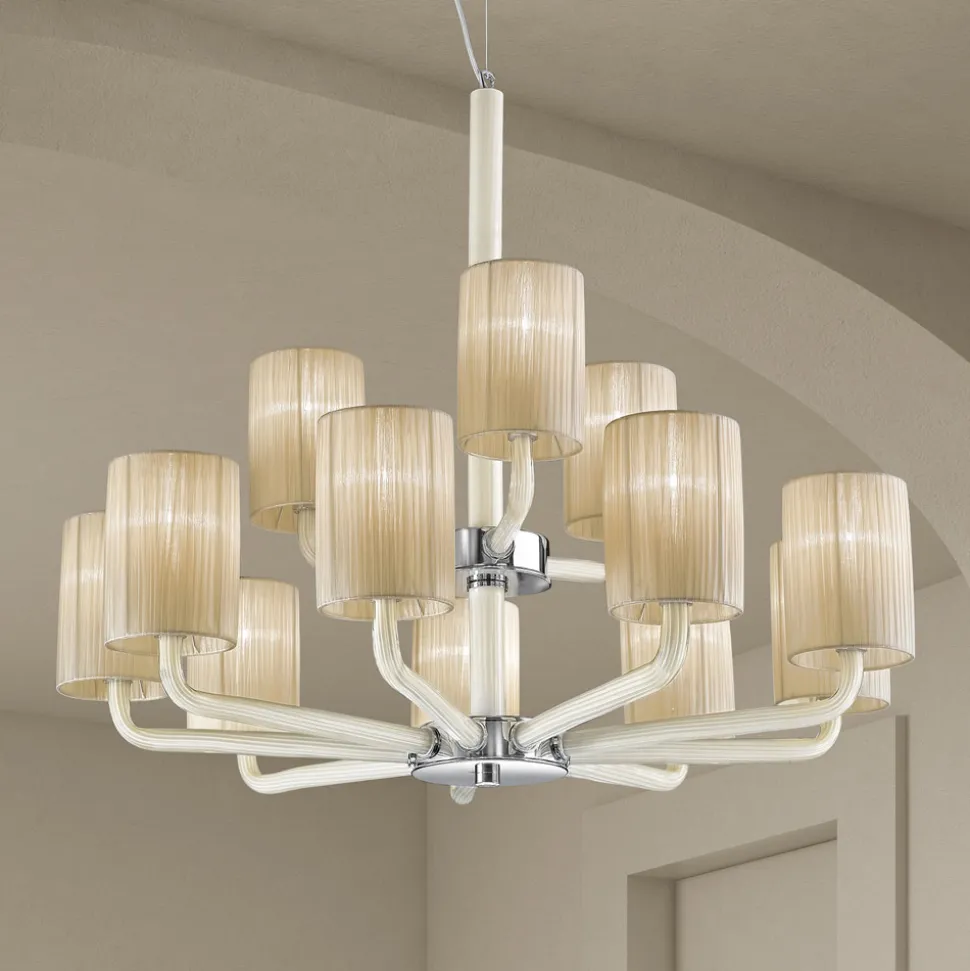 Lampadario 12 Luci in Vetro di Venezia e Metallo Made in Italy - Graham