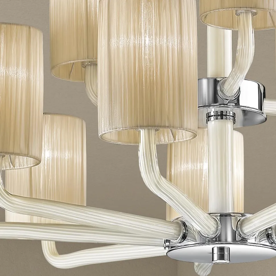 Lampadario 12 Luci in Vetro di Venezia e Metallo Made in Italy - Graham