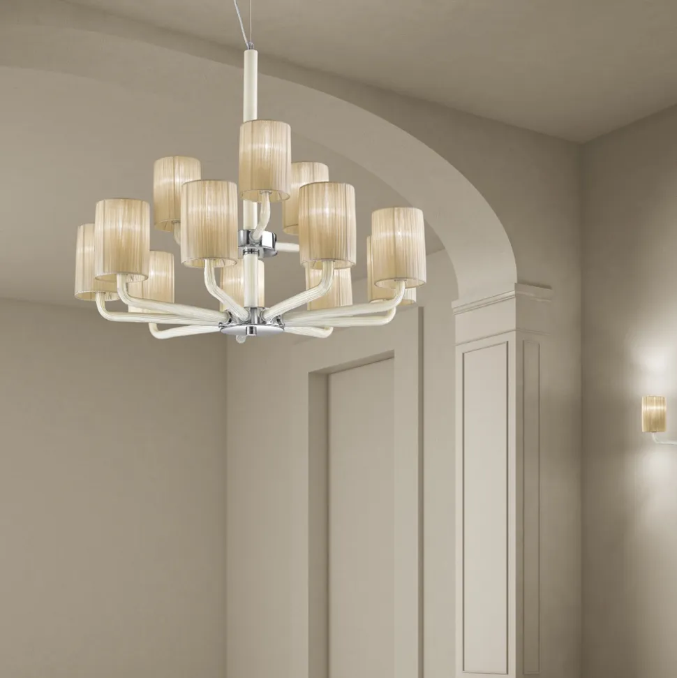 Lampadario 12 Luci in Vetro di Venezia e Metallo Made in Italy - Graham