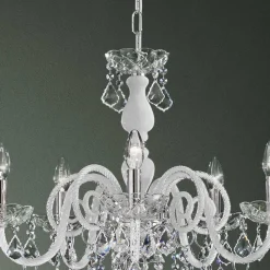 Lampadario 5 Luci in Vetro di Venezia e Metallo Stile Classico - Fiorentino