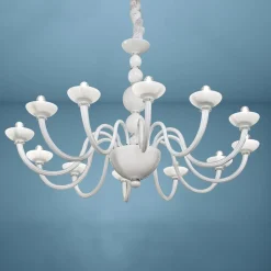 Lampadario 12 Luci in Vetro di Venezia e Metallo Made in Italy - Foscarino