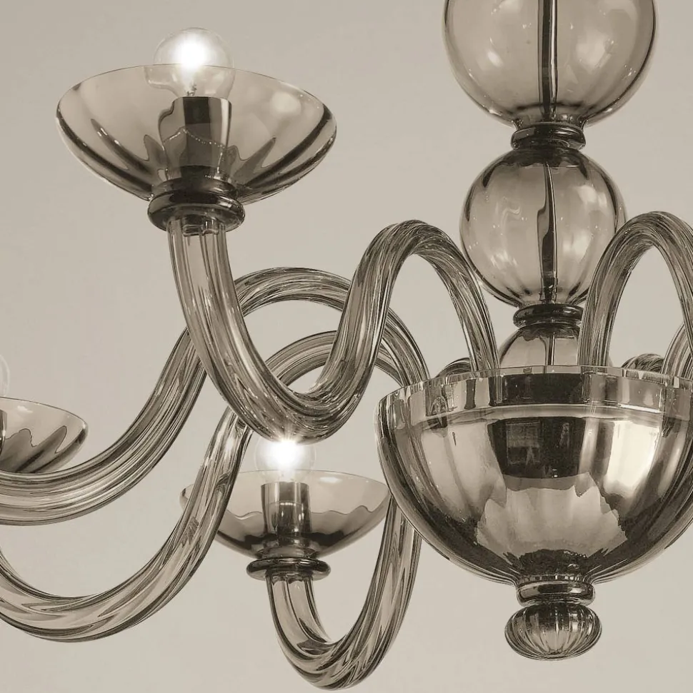 Lampadario 8 Luci in Vetro di Venezia e Metallo Made in Italy - Foscarino