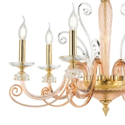 Lampadario 6 Luci in Vetro Soffiato e Cristallo di Lusso Classico - Cassea