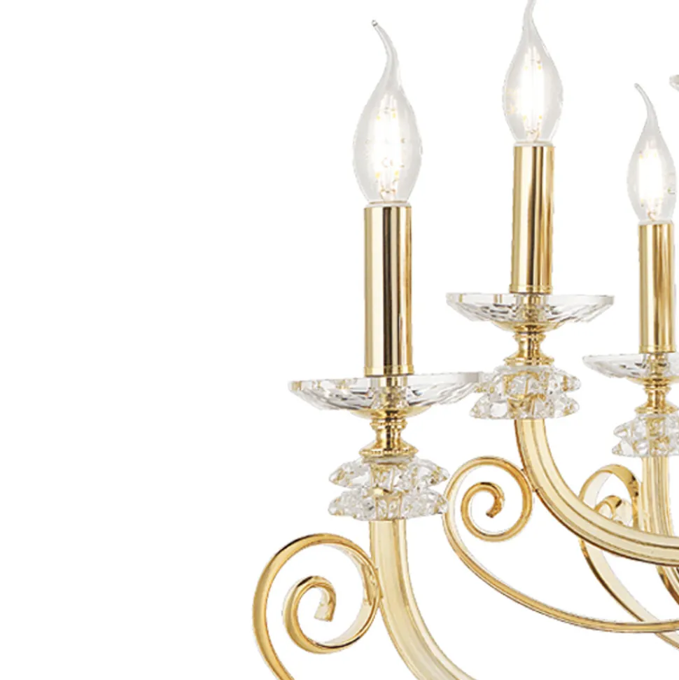 Lampadario 6 Luci in Vetro Soffiato e Cristallo di Lusso Classico - Cassea