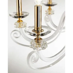 Lampadario 6 Luci in Vetro Soffiato e Cristallo di Lusso Classico - Cassea