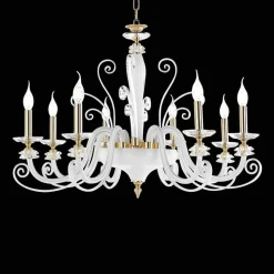 Lampadario 8 Luci in Vetro Soffiato e Cristallo di Lusso Classico - Cassea