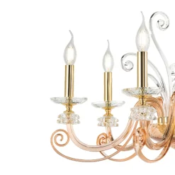 Lampadario 8 Luci in Vetro Soffiato e Cristallo di Lusso Classico - Cassea