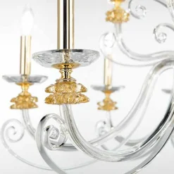 Lampadario 8 Luci in Vetro Soffiato e Cristallo di Lusso Classico - Cassea