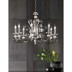 Lampadario 8 Luci in Vetro Soffiato e Cristallo di Lusso Classico - Cassea