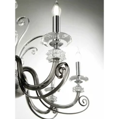Lampadario 12 Luci in Vetro Soffiato e Cristallo di Lusso Classico - Cassea