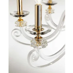 Lampadario 12 Luci in Vetro Soffiato e Cristallo di Lusso Classico - Cassea